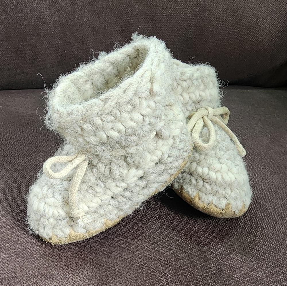 Wool & Leather Infant Slippers